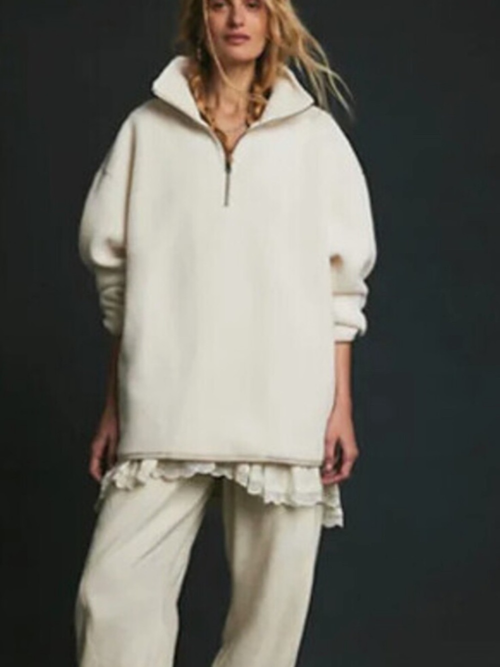 Free People Coco Faux Sherpa Oversized Pullover Sweater